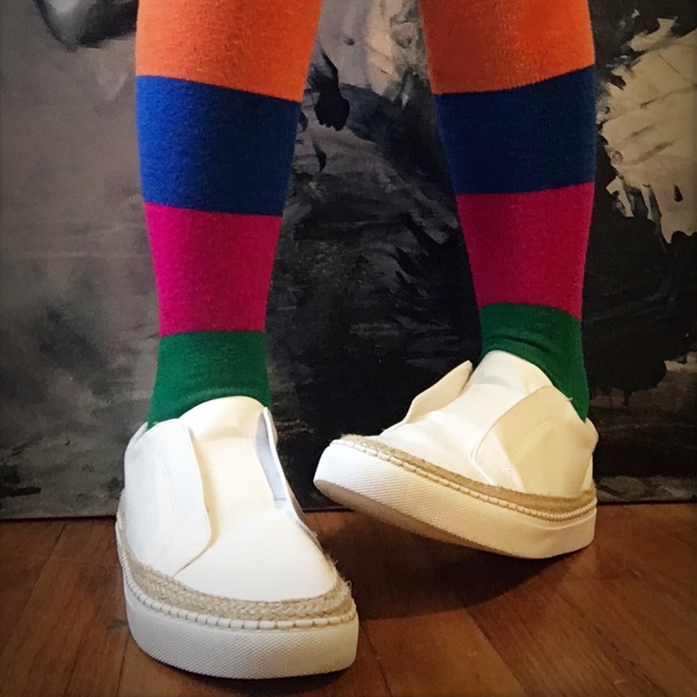 White Leather “loafer” style shoes with Hemp Trim